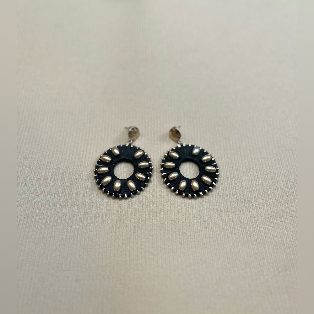 Black and Gold Woven Earrings